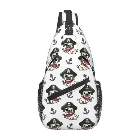 Lsque DOG IS WEARING PIRATE COSTUME Pattern Cross Chest Bag Diagonally  Premium Durable Front Chest Sling with Adjustable Padded Strap  High-Capacity Storage