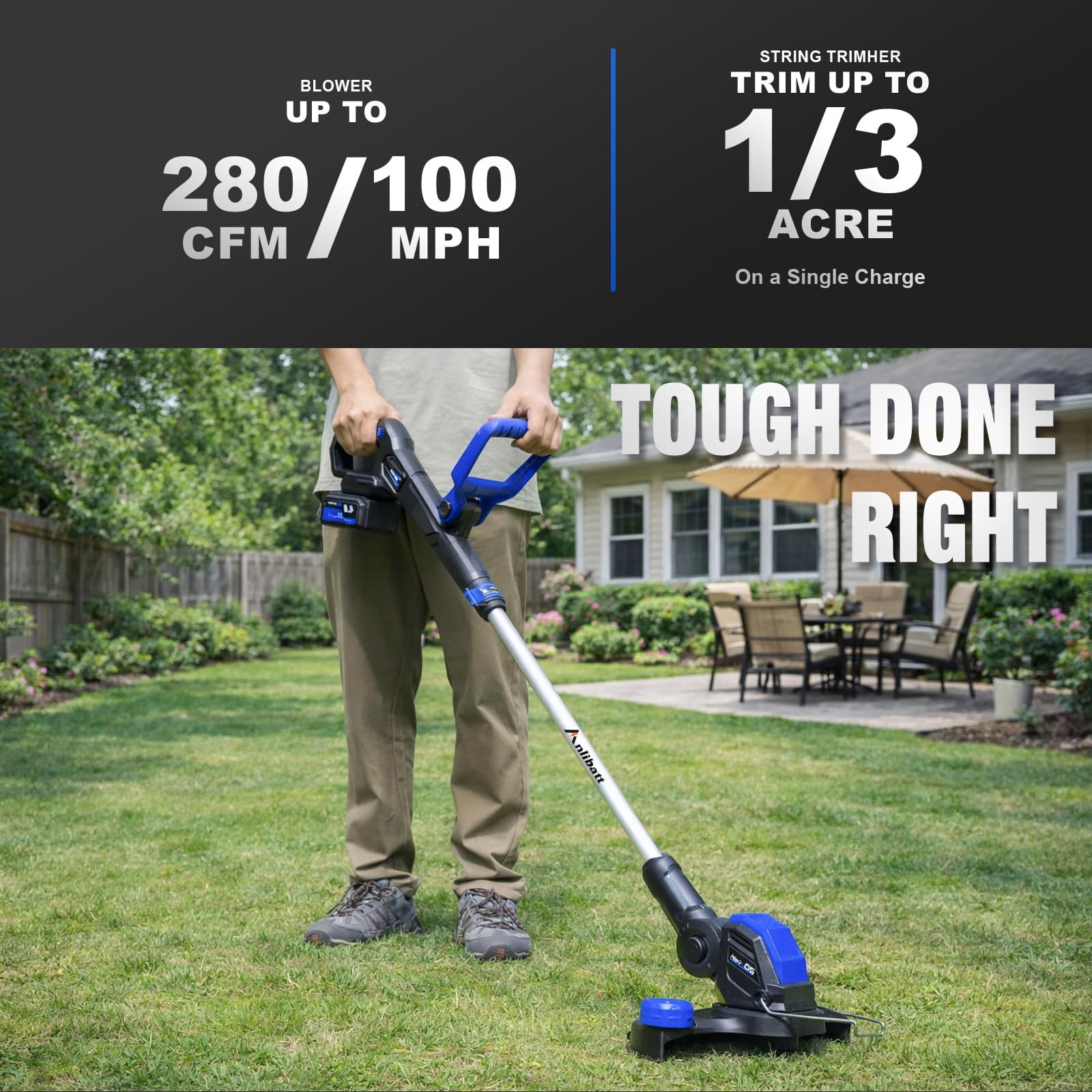 ANLIBATT 20V Cordless String Trimmer & Leaf Blower Combo, 12" Weed Wacker/Edger, 2 x 4.0Ah Batteries & Dual Charger, Lawn & Yard Care Tool Set