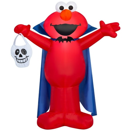 Gemmy Airblown Inflatable Elmo as Vampire w/Skull Sesame Street, 3.5 ft Tall, Multicolored