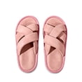 thumbnail image 5 of Iyufng Womens Criss Cross Strap Textile Slippers Soft Comfortable Open Toe Flat Warm Cozy Casual Indoor House Slide Sandals, 5 of 7