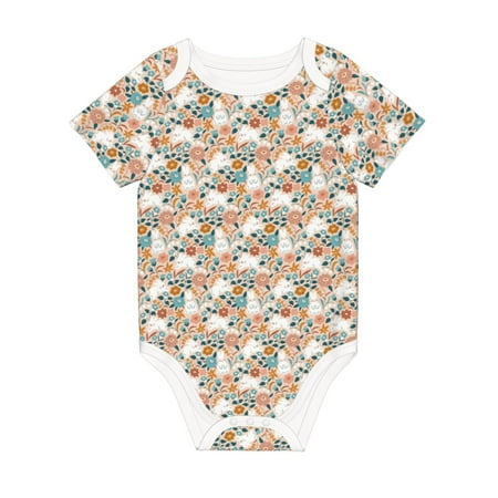 

Coaee Cute Rabbit Floral for Soft Cotton Baby Short-Sleeve Bodysuit Baby Girls Boys Bodysuit Romper