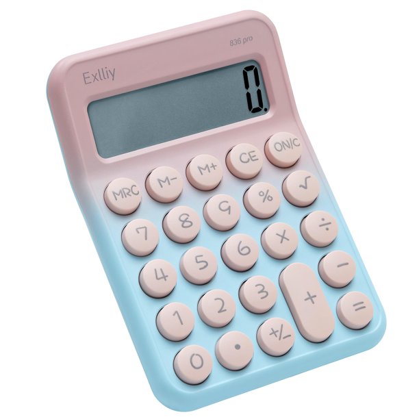 Calculadora Exlliy de Escritorio Pequeña con Pantalla LCD de 8 Dígitos Azul
