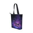thumbnail image 3 of Zipper canvas bag large capacity large size practical handbag durable Canvas with leather material Purple Alien, 3 of 7