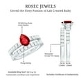 thumbnail image 5 of Rosec Jewels Certified Lab Grown Ruby Wedding Bridal Ring Set - Pear Shaped Engagement Ring with Wedding Band - AAAA Quality, 18K White Gold, US 6.50, 5 of 8