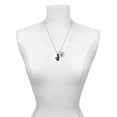 thumbnail image 3 of Delight Jewelry Tall Sitting Matte Black Cat Silvertone Script Initial Disc - W - Charm Necklace, 20"+3", 3 of 4