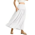thumbnail image 4 of GEWSEY Women's Flowy Maxi Skirt Petite Regular Extra Long Casual Summer Pleated Skirts with Pockets (White, M), 4 of 5