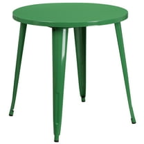 Flash Furniture Commercial Grade 30" Round Green Metal Indoor-Outdoor Table