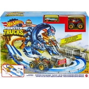 Hot Wheels Monster Trucks Scorpion Raceway Boosted Playset with 1 Toy Truck & 1 Toy Car