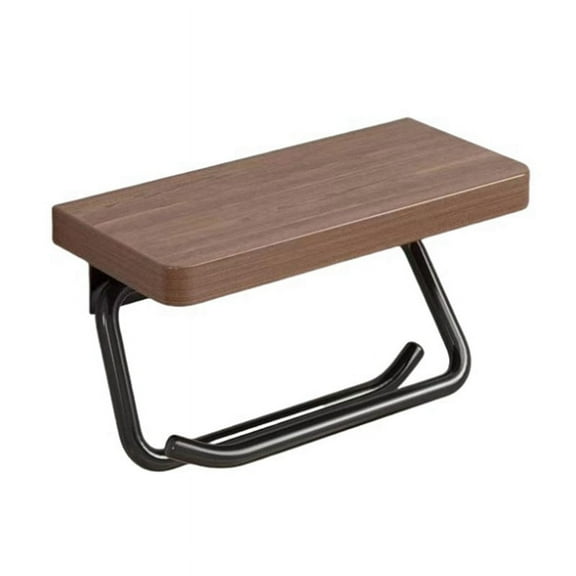 Double Paper Holder with Shelf Wood Wall Mounted WC Holders Toilet Paper Towel Rack for Bathroom Kitchen Flat