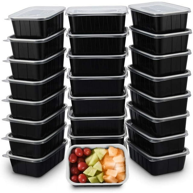 25 Sets Meal Prep Containers 24 oz with Clear Airtight Lids Food Container Reusable Stackable Travel Containers BPA Free Dishwasher,Microwave,Freezer Safe