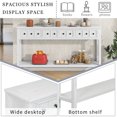 thumbnail image 3 of Rustic Entryway Console Table with 4 Drawers and Bottom Storage Shelf, Long, Narrow, Elegant Design Hallway Table with Wide Desktop, Solid Wood Sofa Table with Knobs & Square Legs, Antique White, 3 of 7