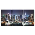 thumbnail image 2 of Wall26 3 Piece Canvas Wall Art - New York City Manhattan Skyline Panorama at Night - Modern Home Decor Stretched and Framed Ready to Hang - 16"x24"x3 Panels, 2 of 3
