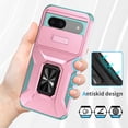 thumbnail image 5 of Heavy Duty Case for Google Pixel 8a, Military Grade Dual Layer Hybrid Rubber Bumper with Sliding Camera Cover, Built-in 360 Degree Swivel Stand Car Magnetic for Google Pixel 8a - Rosegold, 5 of 8