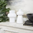 thumbnail image 2 of DecMode 12", 9"H White Glass Vase with Various Shapes and Wide Rounded Centers, Set of 2, 2 of 13