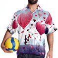 thumbnail image 4 of Valentine's Day Love Men's Short Sleeve Spread Collar Button Down Beach Print Casual Shirts, 4 of 6