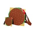 thumbnail image 4 of SET de 2 Piezas: BOLSA y MONEDERO en forma de HAMBURGUESA, Bandolera, Cross-Body, Diseño Divertido de Comida, Correa Ajustable, Color Café, Moda Kawaii, novedoso y encantador., 4 of 5
