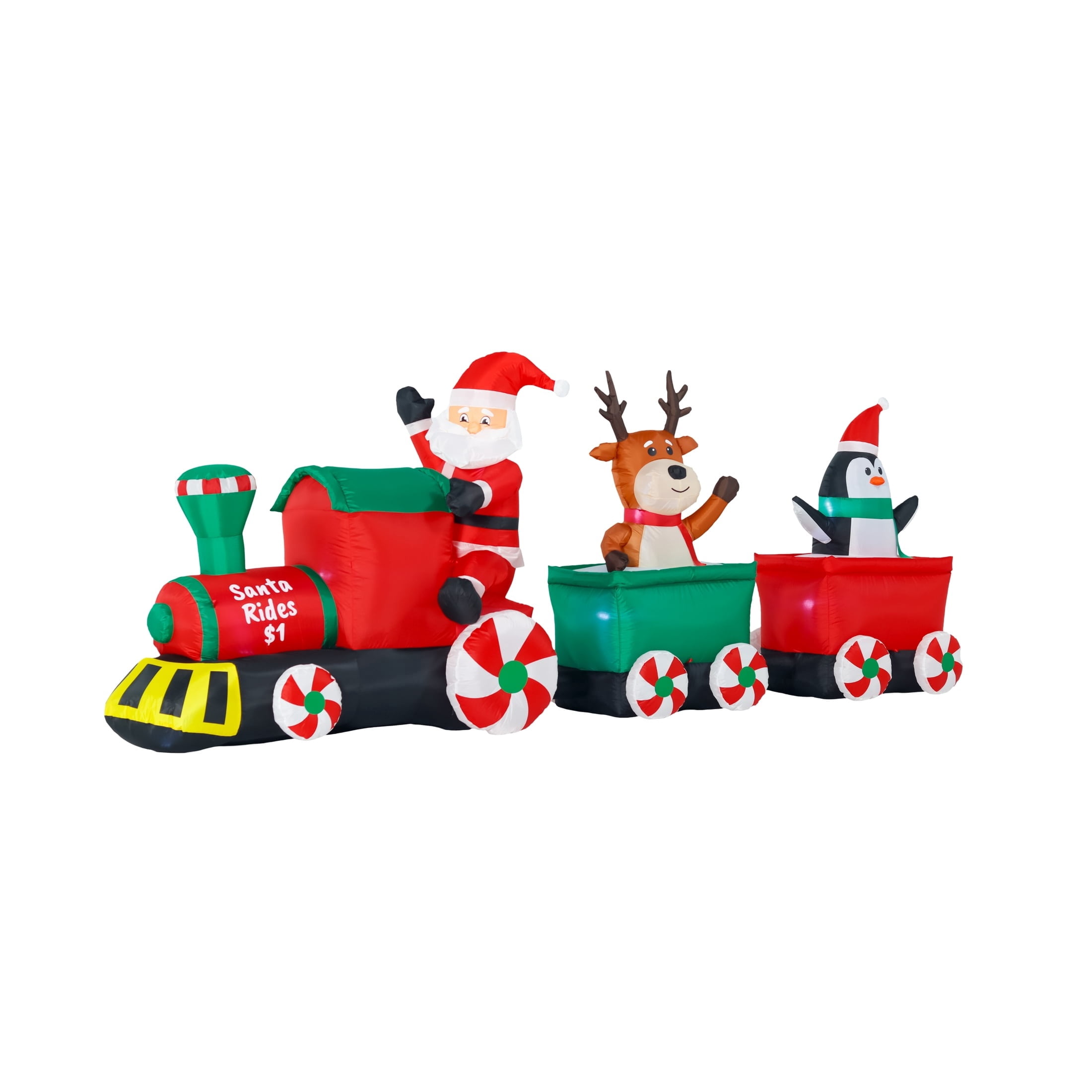 Multicolor Santa Mall Train Christmas Airblown Yard Inflatable, 11', by Holiday Time