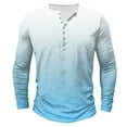 thumbnail image 2 of Mens Big & Tall T Shirts S-5X Plus Size Long Sleeve Button Crewneck Tshirts Shirt Lightweight Gradient Printed Pullover Slim Basic Tees Tops, 2 of 4