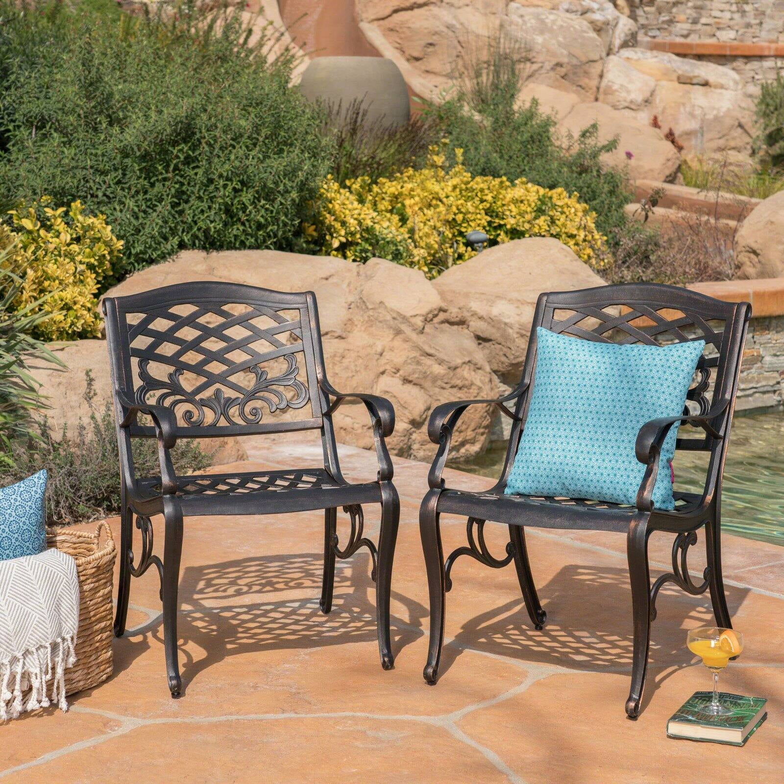 Christopher knight home hallandale set of 2 cast aluminum patio chairs sale