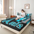 thumbnail image 4 of Homewish Fashion Eiffel Tower Teens Twin Sheet Sets, Modern Zebra Cheetah Print Twin Fitted Sheet, Chic Cyan Polkadots Flat Sheet, Lightweight Room Decor, 3 Pieces, 4 of 7