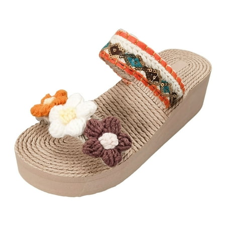 

Womens Sandals Ladies Summer Bohemian Style Rope Weaving Beach Outside Wear Slope Heel Large Size Sandals Slippers Orthopedic Sandals for Women Summer Sandals for Women 2024(Color:Orange Size:US 6.5)
