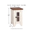 thumbnail image 4 of Signature Design by Ashley Wystfield Chaise de Style Ferme Table d'Appoint Bout de Canapé avec Porte d'Armoire pour Rangement Blanc et Brun avec Fini Vieilli, 4 of 5