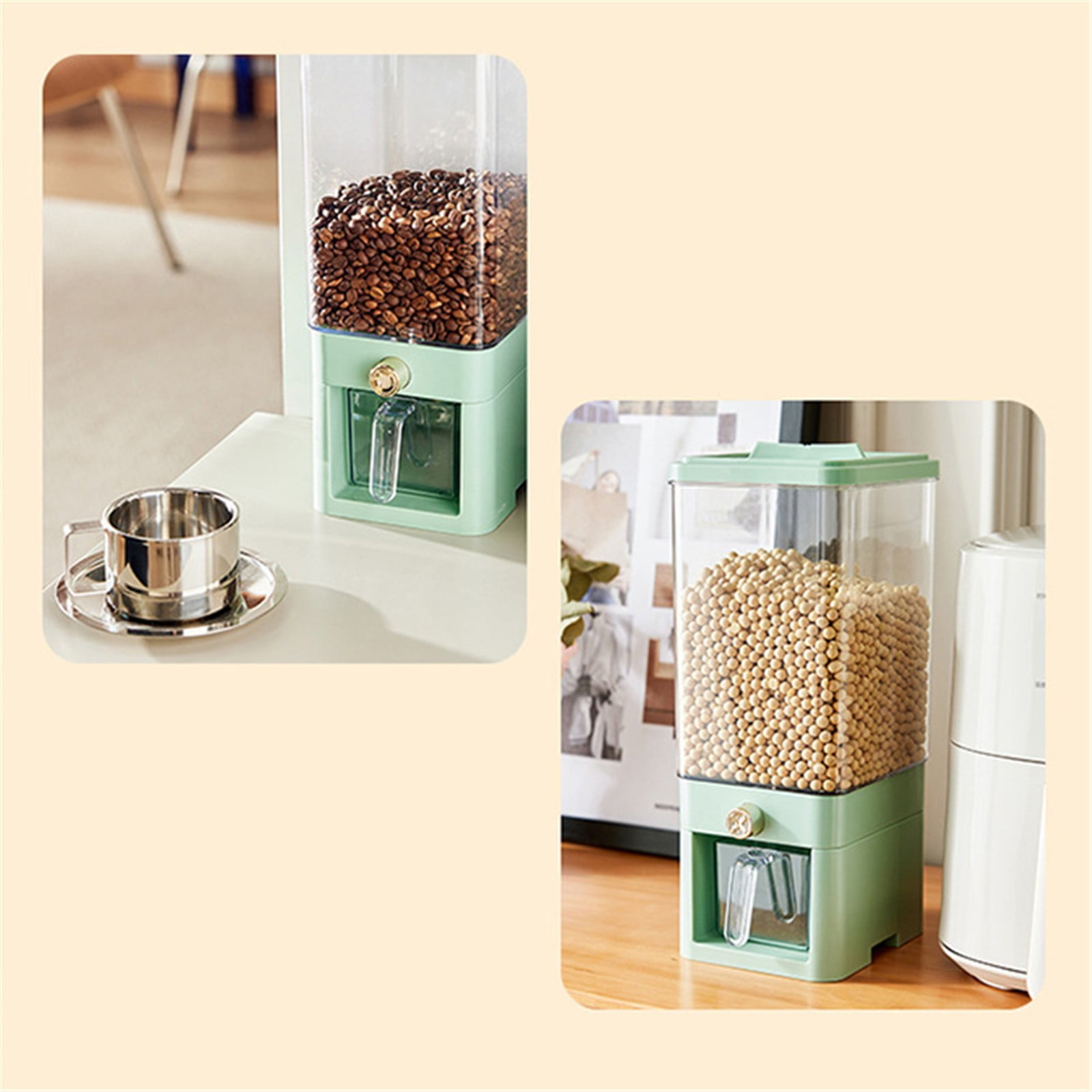 BMYJ Rice Dispenser Airtight Cereal Dispenser for Countertop Capacity Dry Food Storage Container for Rice Lentils Beans Grains Press Design