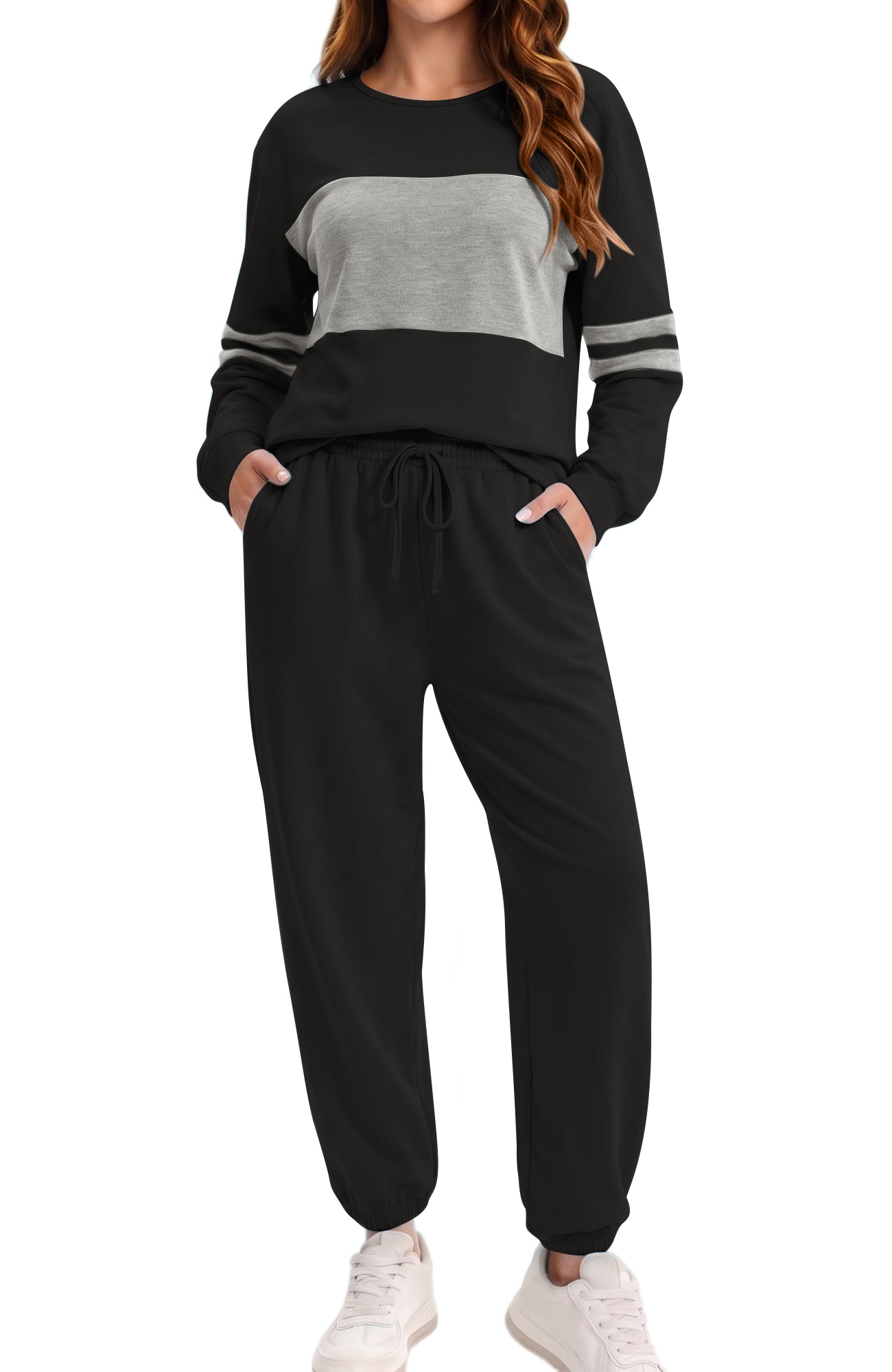 UVN Women's Color Block Striped Sweatsuit 2-Piece Set photo 7