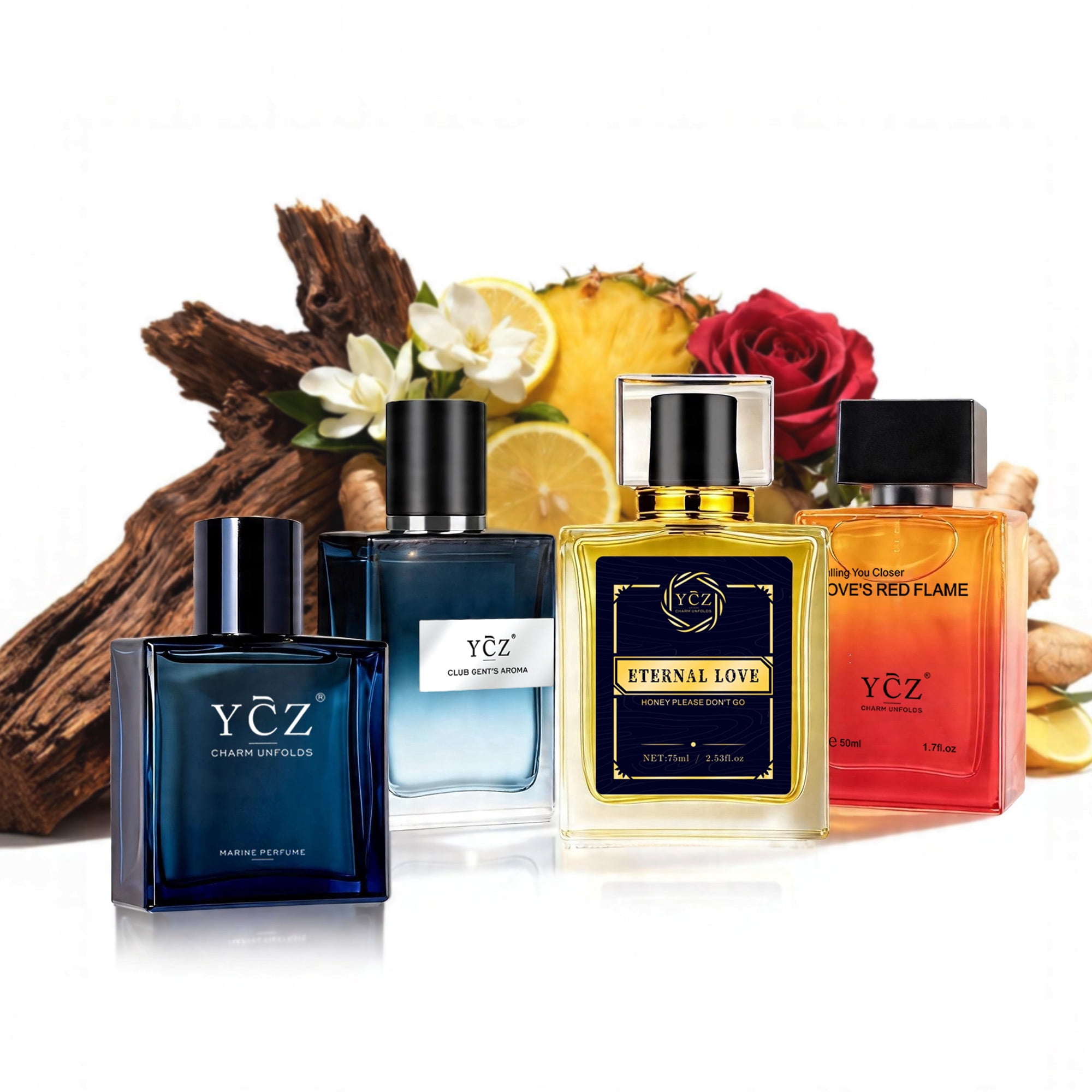 Ycz Ultimate Men's Cologne Gift Set (4-Pack), Variety Collection - Marine, Mint, Vanilla & Musk Scents, Long Lasting Eau De Parfum, Full Size Bottles (Total 7.7 oz)