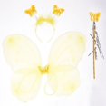 thumbnail image 4 of Conjunto de 3 piezas para niños, diadema de mariposa, varita de alas, traje de fotografía de verano para niñas, amarillo, verde, morado, rosa, accesorios de cuento de hadas, 4 of 4