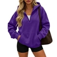 thumbnail image 2 of Qwertyu Quarter Zip Sweatshirt Women Half Zipper Workout Oversized Hoodies with Pocket Lightweight Y2K Pullover 2026 Clothes Purple 2XL, 2 of 4