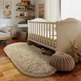 thumbnail image 3 of ZENELESS Fluffy Oval Rug for Bedroom, Cute Furry Shaggy Bedside Carpet for Dorm Kids Room Nursery Home Decor, 2.6 x 5.3ft Camel, 3 of 7