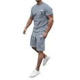thumbnail image 6 of RUTAYY Men's Outfits Summer Tracksuit Plus Size Short Sleeve Round Neck Athletic Suit Casual Coconut Tree Print Drawstring Waist Tracksuit Trendy Vacation Clothing Sets, 6 of 6