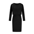 thumbnail image 4 of BLVB Women's 2 Piece Sweater Sets Long Sleeve Crop Pullover Tight Midi Dress Knit Ribbed Lounge Set Trendy Clothes, 4 of 7