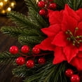 thumbnail image 6 of Bcylexb Christmas Star Poinsettia Wreaths for Window, 14.6“ Floral Curtain Tieback with Pine Needles Hanging Wreaths for Front Door Wall Home Party Decor, 6 of 7