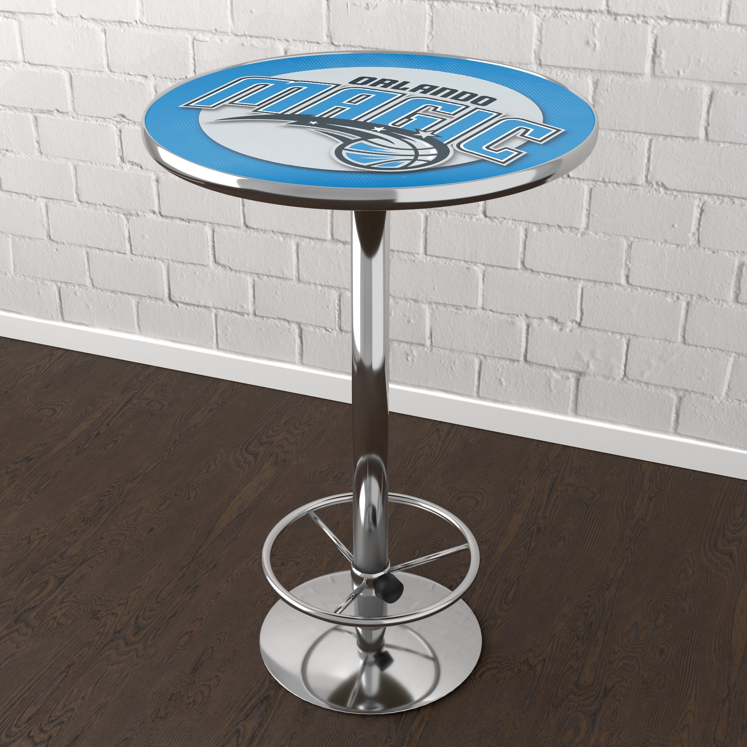 Orlando Magic Logo Bar Table with Adjustable Footrest and Acrylic Top