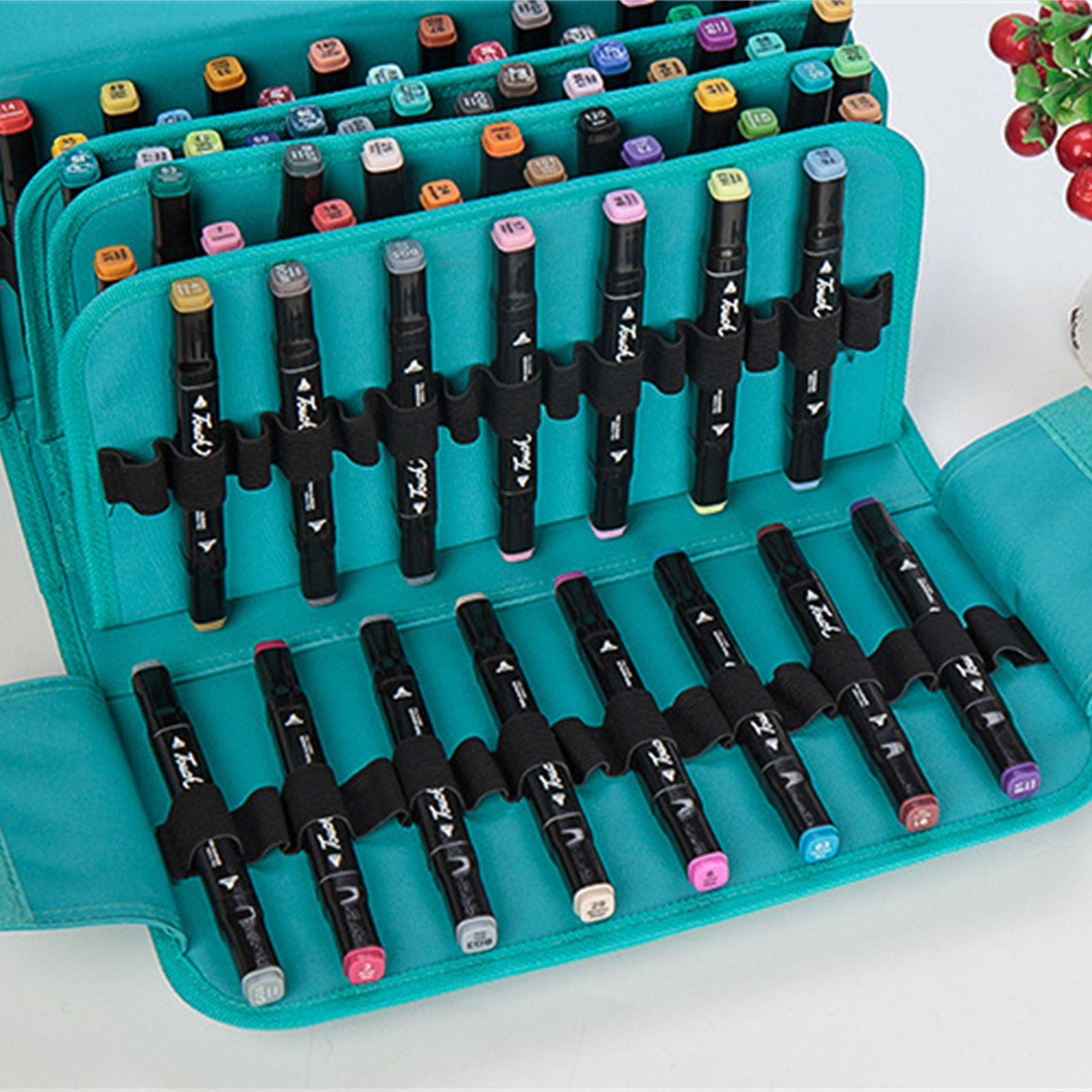 Marker Organiser Case for 120 Markers, Marker Storage Bag, Art Marker Pen Carrying Bag with Shoulder and Handle Strap
