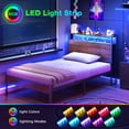 thumbnail image 2 of Casacomoda Twin Bed Frames, Storage Headboard with Charging Station, RGB Light Strips, Solid and Stable, Noise Free, No Box Spring Needed, Easy Assembly, Rustic Brown, 2 of 7