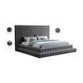 thumbnail image 2 of Meridian Furniture Revel King Size Glam Velvet Platform Bed, Grey, 2 of 8