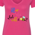 thumbnail image 4 of Inktastic He or She What Will It Be? Women's V-Neck T-Shirt, 4 of 5