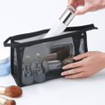 thumbnail image 3 of RKSTN Nylon Pouch Translucent Cosmetic Bag Translucent Frosted Cosmetic Bag Set with Zipper Handle Portable Travel Bag Hangable Portable Cosmetic Bag Set of 3, 3 of 5