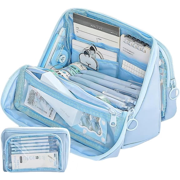 Big Capacity Pencil Case 9 Compartments Large Pencil Pouch Pen Bag Pencil Box Holder Organizer Simple Storage Aesthetic