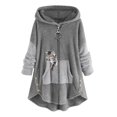 thumbnail image 2 of Aboser Winter Jackets for Women Cute Cat Print Hoodies Fleece Warm Long Coats Zip Up Plush Fall Jacket Fuzzy Pockets Hooded Outwear, 2 of 4