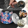 thumbnail image 4 of Yayeee Ashtray with Lid for Cigarette Smokeless Stainless Steel Home Ash Holder, Pink Flowers Pattern, 4 of 7