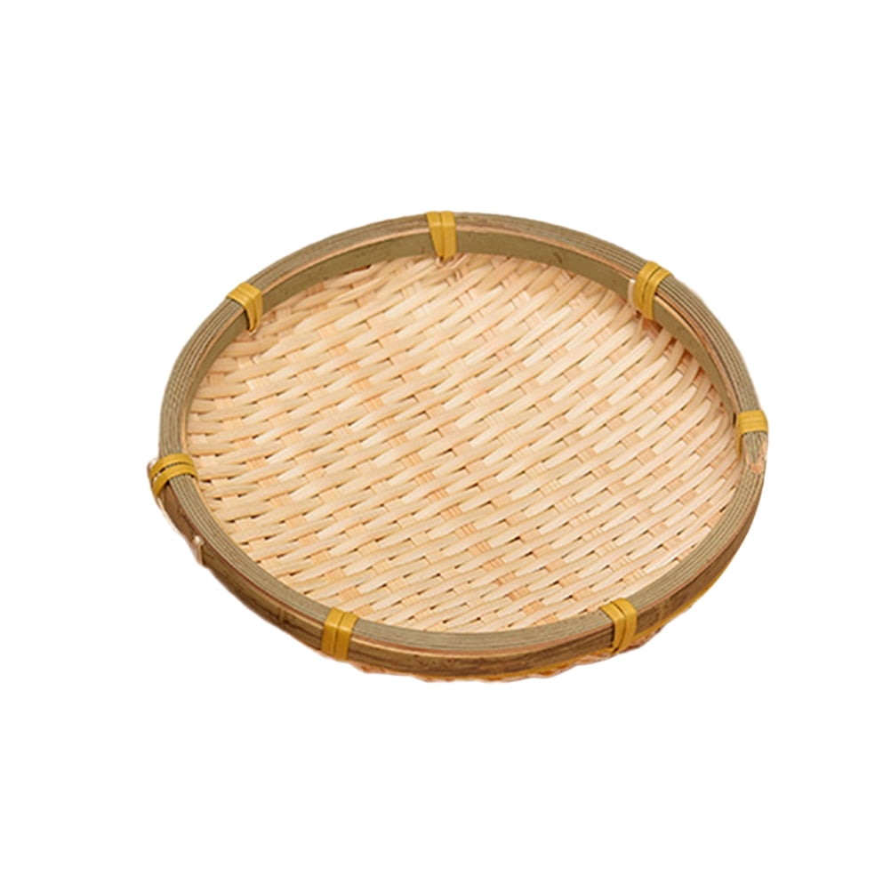 Bamboo Basket Round Handcraft Woven Food Dustpan Draining Basket for Fruits 