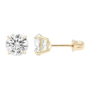A&M 14k Gold 4mm–8mm Round Clear CZ Stud Earrings, Screw Back, Unisex Jewelry