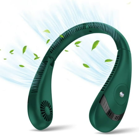 

Folding Neck Fanwtith LCD Display 360°Airflow 5000mAh USB Rechargeable Mini Neck Fan Bladeless 3 Speeds Portable Hands Free Cooling Fans for Summer Green