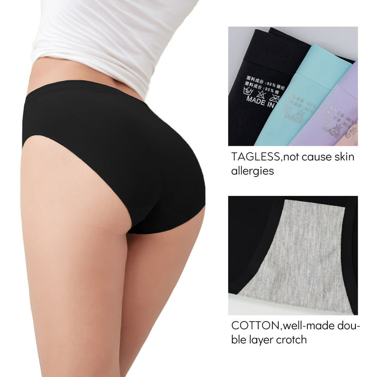 FallSweet No Show Underwear for Women Seamless High Cut Briefs Mid-waist  Soft No Panty Lines,Pack of 5
