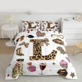 thumbnail image 2 of Feelyou Initial L Letter Twin Comforter Sets, Fashion Girl White Brown Bedding Set, 2pcs, 2 of 8
