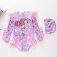thumbnail image 2 of ZXLBBD Girl Swimsuits Sun Protection Cartoon Prints Long Sleeved Colorful Ruffled Child Kids Holiday Swimsuit Summer Pool Beach, 2 of 4